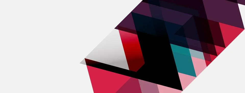 Abstract geometric composition. Overlapping shapes create depth, using reds, Stock Illustration