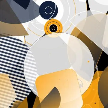 Abstract geometric composition with overlapping shapes and bold lines illus.. 스톡 일러스트