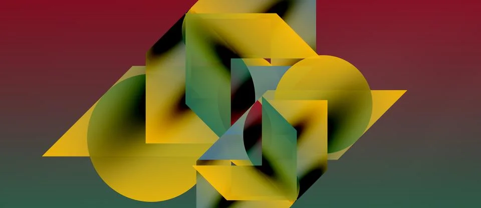 Abstract geometric composition. Overlapping shapes, vibrant colors, gradients Stock Illustration