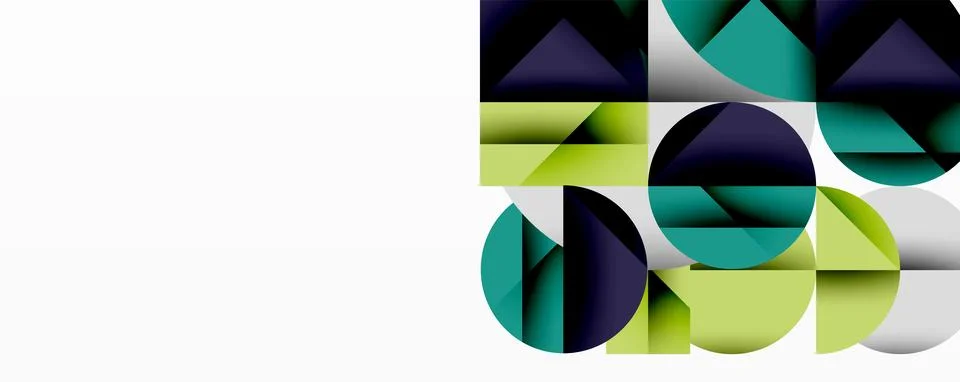 Abstract geometric composition. Overlapping shapescircles, triangles, Stock Illustration