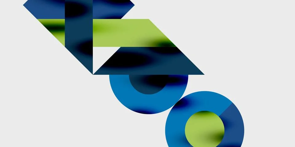 Abstract geometric composition. Overlapping squares, rectangles, circles create Stockillustratie