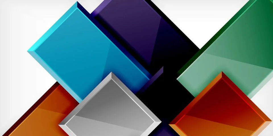 Abstract geometric composition. Overlapping squares, rectangles create dynamic Illustrazione stock
