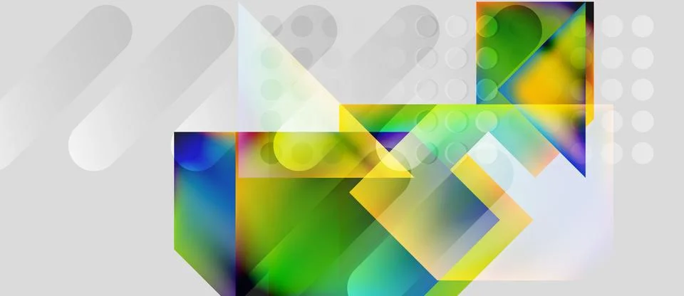 Abstract geometric composition. Overlapping squares, rectangles, circles create 스톡 일러스트