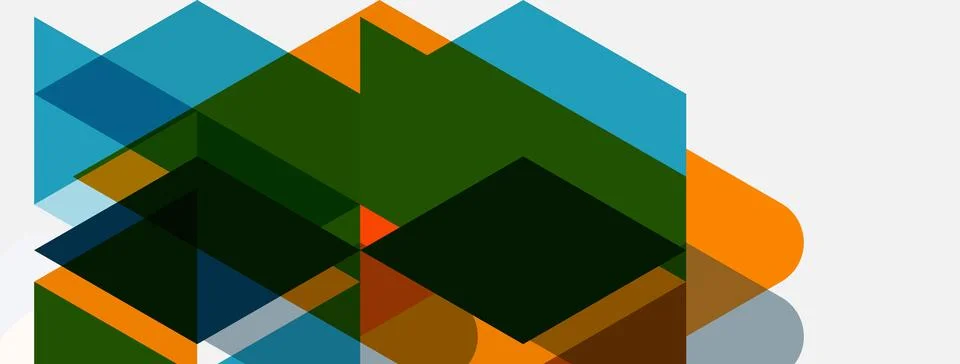 Abstract geometric composition. Overlapping squares, triangles create dynamic 스톡 일러스트