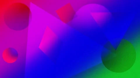 Abstract geometric composition with overlapping translucent shapes in vibrant Stock Footage 301520386