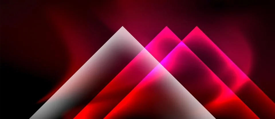Abstract geometric composition. Overlapping triangles create vibrant red, pink Stockillustratie