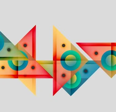 Abstract geometric composition. Overlapping triangles, circles create dynamic Stock Illustration
