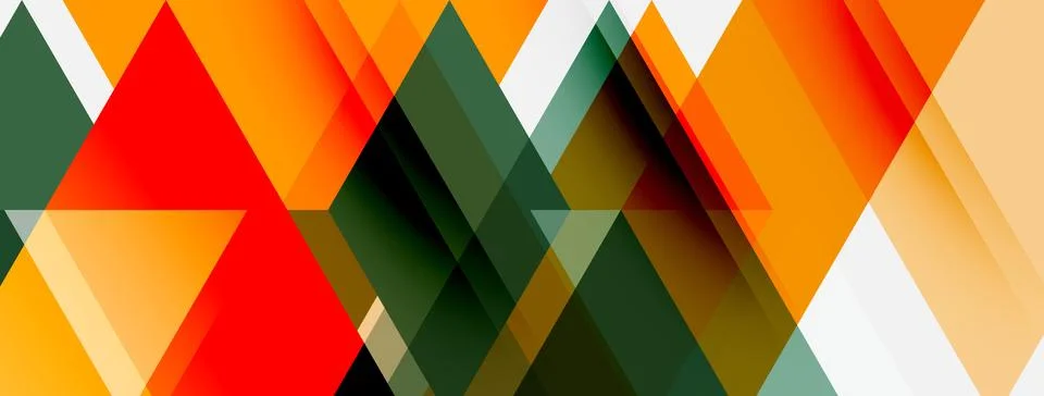 Abstract geometric composition. Overlapping triangles, parallelograms create Illustrazione stock