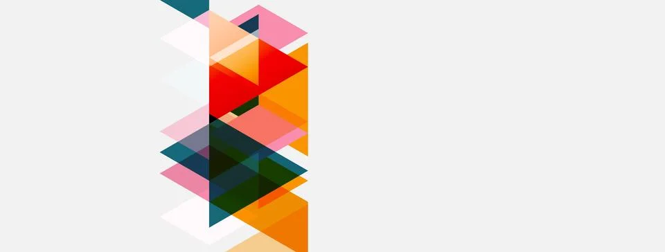Abstract geometric composition. Overlapping triangles create dynamic visual Illustrazione stock