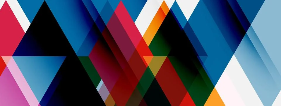 Abstract geometric composition. Overlapping triangles create dynamic colorful 스톡 일러스트
