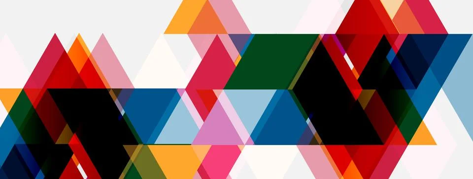 Abstract geometric composition. Overlapping triangles create dynamic colorful Stockillustratie