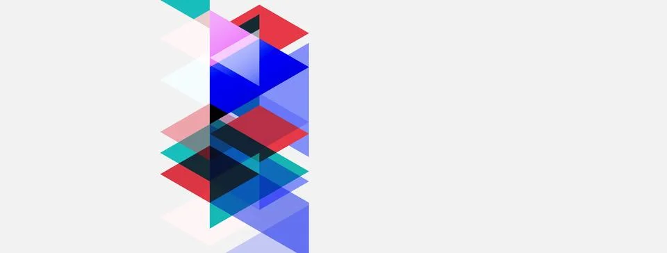 Abstract geometric composition. Overlapping triangles create colorful vertica 库存插图