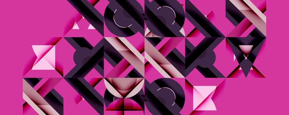 Abstract geometric composition. Pink background features intersecting Stock Illustration