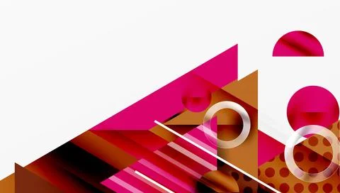 Abstract geometric composition. Pink, brown, white shapes overlap. Modern design Stock Illustration