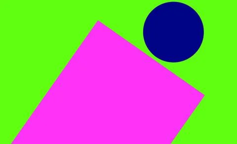 Abstract Geometric Composition With Pink Diamond And Blue Circle On Neon Gr.. Stock Illustration