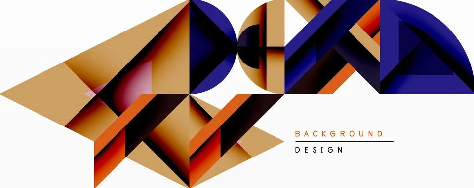 Abstract geometric composition. Polygons create dynamic shapes, utilizing warm Stock Illustration