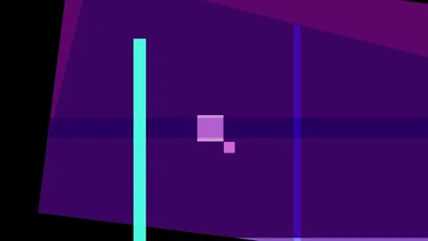 Abstract geometric composition with purple, cyan, and pink squares and rect.. Stock Footage 335431061