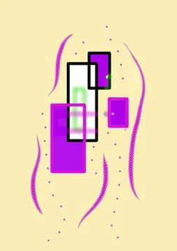 Abstract Geometric Composition with Purple Rectangles and Wavy Lines 库存插图