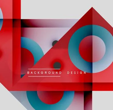 Abstract geometric composition. Red, blue, white shapes overlap creating dynamic 库存插图
