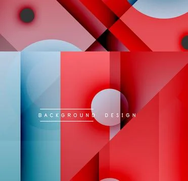 Abstract geometric composition. Red, blue gradients dominate. Overlapping shapes 库存插图