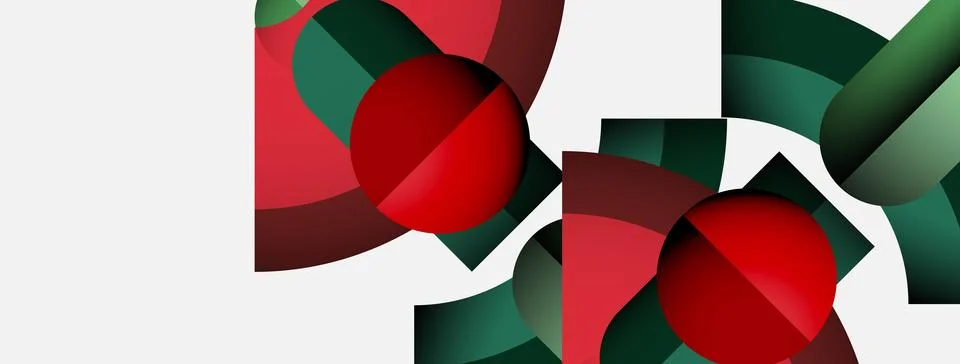 Abstract geometric composition. Red circles overlap green rectangles, creating Stockillustratie