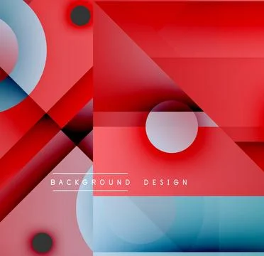 Abstract geometric composition. Red dominates, with blue accents. Circles, 库存插图