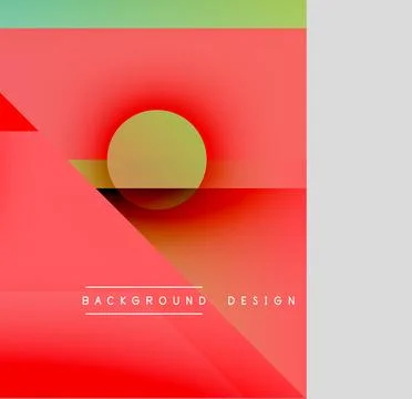 Abstract geometric composition. Red dominates, with gold circle, green stripe. Stock Illustration