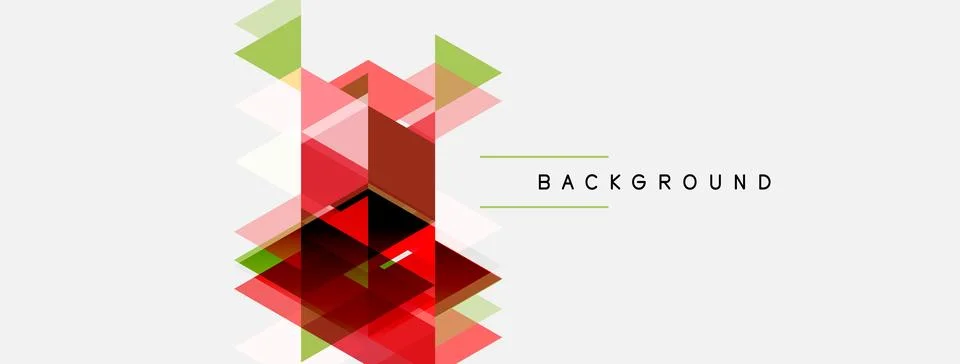 Abstract geometric composition. Red, green shapes overlap creating complex 스톡 일러스트