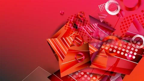 Abstract geometric composition. Red shades dominate, featuring triangles, Stockillustratie