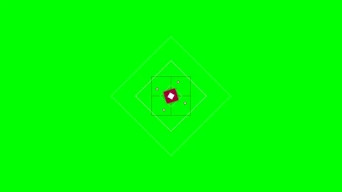Abstract geometric composition with a red square on a bright green background Stock Footage 340266575