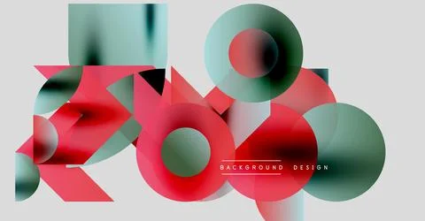 Abstract geometric composition. Red, teal shapes overlap creating dynamic visual 库存插图