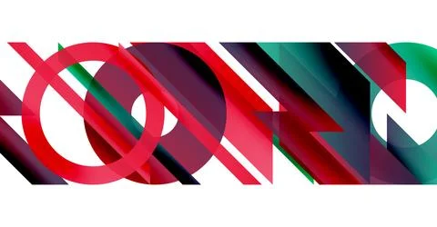 Abstract geometric composition. Red, teal, maroon shapes overlap creating Stockillustratie
