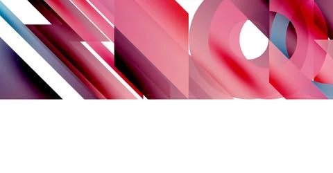 Abstract geometric composition. Red, white, purple shapes intersect, creating 库存插图