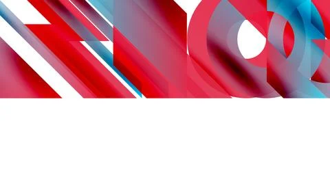 Abstract geometric composition. Red, white, blue shapes overlap creating dynamic 스톡 일러스트