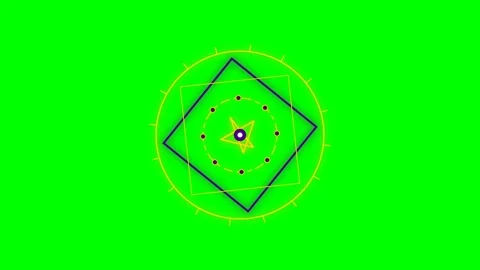 Abstract geometric composition with rotating shapes on a green background Stock Footage 340900775