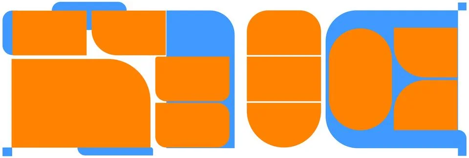 Abstract geometric composition with rounded corners, Flat vector shapes in or Stock Illustration