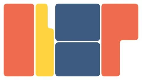 Abstract geometric composition of rounded rectangle shapes in red orange an.. Stock Illustration