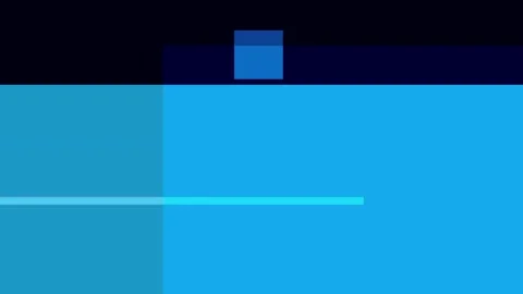 Abstract geometric composition with shades of blue and a bright cyan square Stock Footage 335430656