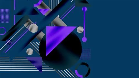 Abstract geometric composition. Shapes include circles, triangles, rectangles, Stock Illustration