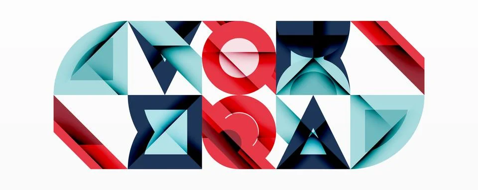 Abstract geometric composition. Shapes interlock, creating dynamic visual effect イラスト素材