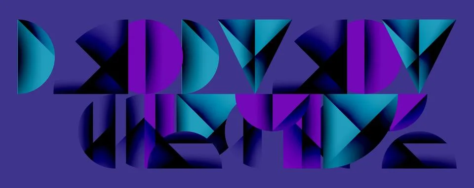 Abstract geometric composition. Shapes interlock, creating dynamic text effect. イラスト素材