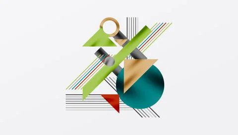 Abstract geometric composition. Shapes overlap, creating dynamic visual interest Illustrazione stock