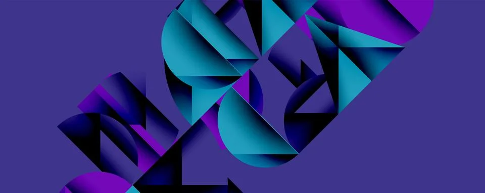 Abstract geometric composition. Shapes overlap, creating dynamic visual effect. Stock Illustration