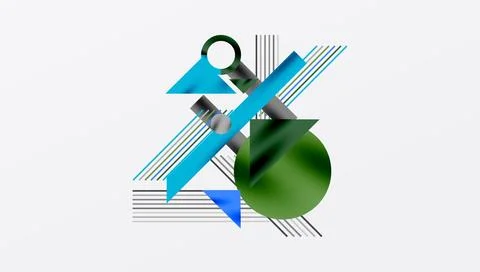 Abstract geometric composition. Shapes overlap, creating dynamic visual interest Stock Illustration