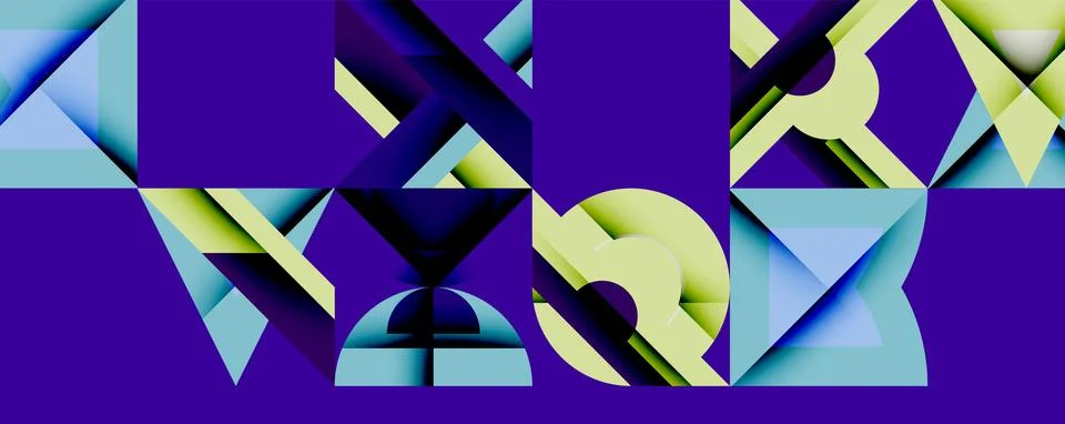 Abstract geometric composition. Shapes overlap, creating layered effect. Colors イラスト素材
