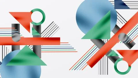 Abstract geometric composition. Shapes overlap, creating dynamic visual interest Illustrazione stock