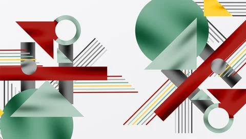 Abstract geometric composition. Shapes overlap, creating dynamic visual interest Illustrazione stock