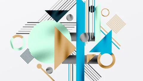 Abstract geometric composition. Shapes overlap, creating dynamic visual effect. Stock Illustration