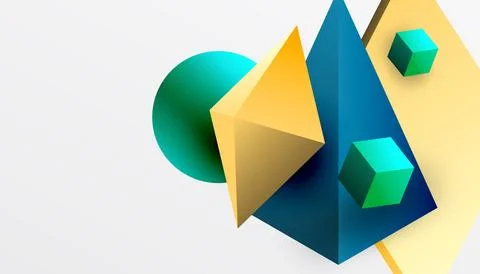 Abstract geometric composition. Shapes overlap, creating dynamic visual effect. イラスト素材
