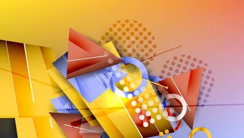 Abstract geometric composition. Shapes overlap, creating dynamic visual effect. Stock Illustration